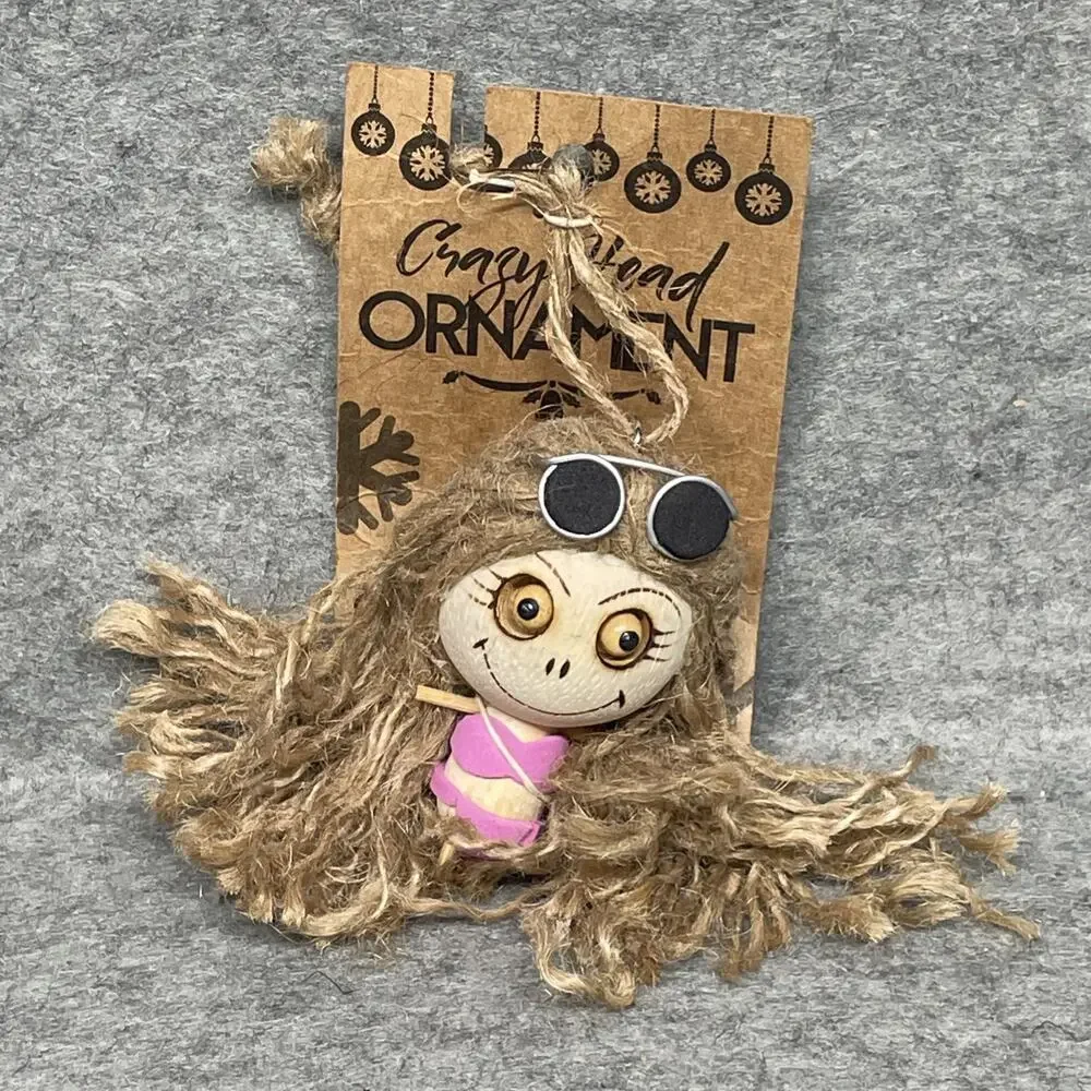 NWT Pier 1 Imports Crazy Head Halloween Ornament Bikini Girl w/Blonde Hair HTF